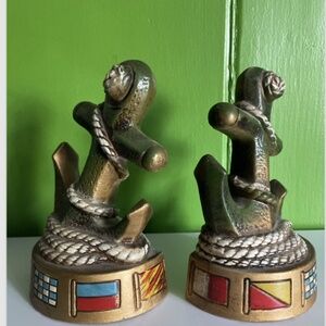Vintage Lego Co. Japan Anchor & Rope Nautical Single Bookend Shelf Decor SET mcm